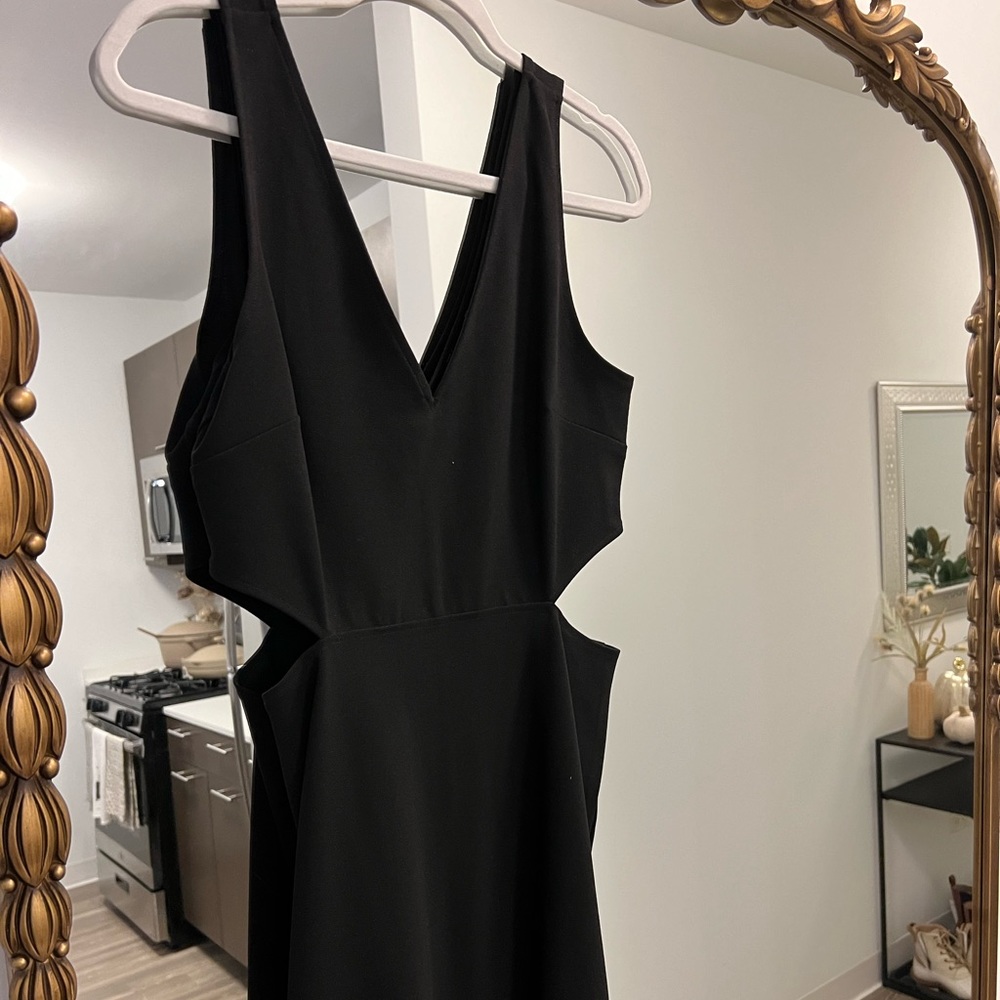 Black express going out side cut out dress